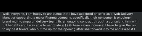 Well, everyone, am happy to announce that I have accepted an offer as a Web Delivery - verified client result, Lindsay Mustain coaching