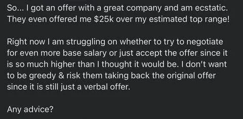 So... got an offer with a great company and am ecstatic. They even offered me $25k over - verified client result, Lindsay Mustain coaching