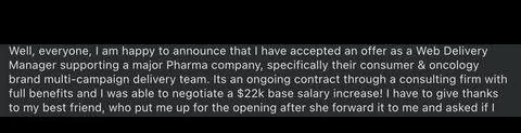 Well, everyone, am happy to announce that have accepted an offer as a Web Delivery - verified client result, Lindsay Mustain coaching