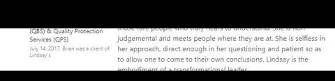 Verified client testimonial screenshot - Lindsay Mustain coaching result